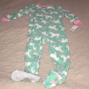 NWT mint green with unicorns fleece zip-up sleeper